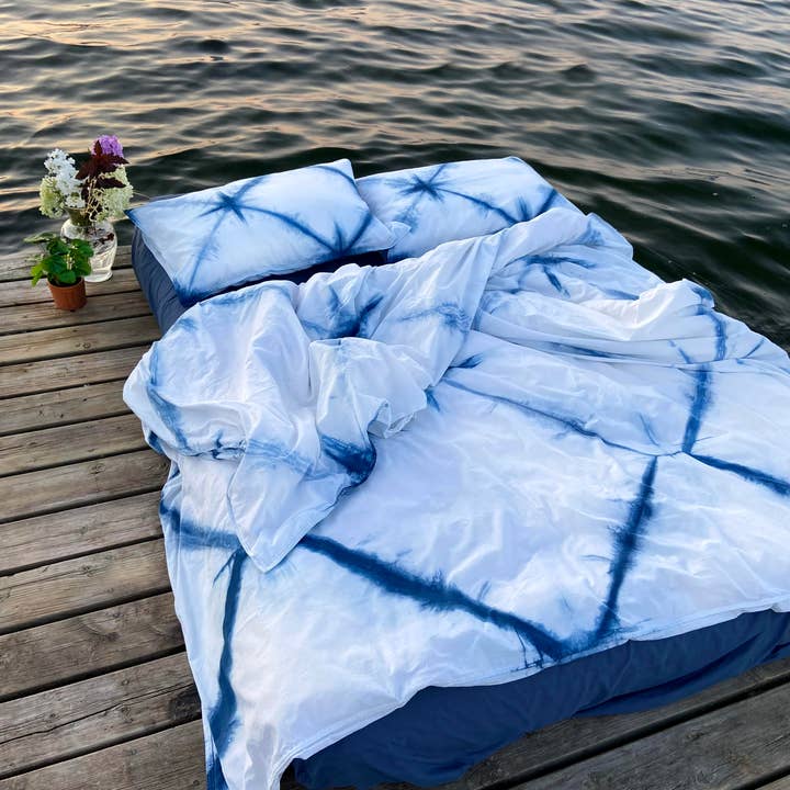 Juego de funda nórdica de algodón teñido índigo en Vega Rhombus para venta al por mayor de TJ Indigo Clothing Co.