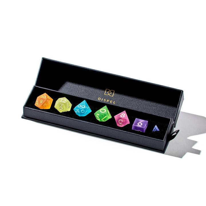 Dispel Dice - Wholesale Dice - Forbidden Gummy 7-Piece Matte Palette Dice Set1