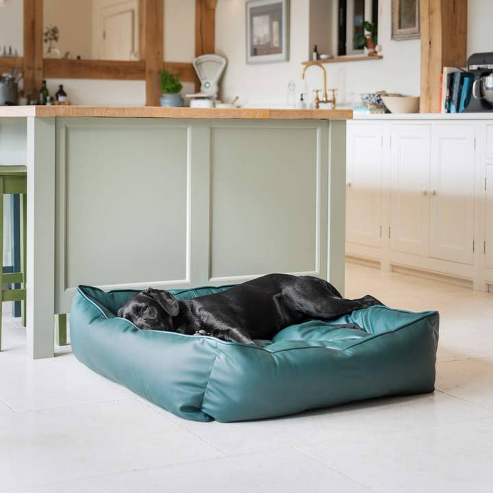 Box Bed For Dogs in Rhino Tough Forest Faux Leather for wholesale on Faire