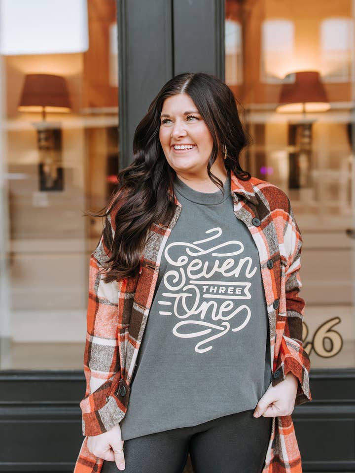 Seven Three One Charcoal Tee (Wholesale) for wholesale by TUCKED & THREADED