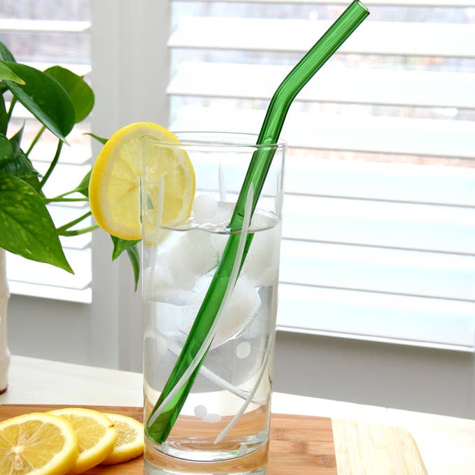 HeartStraws - Wholesale Drinking Straw - Reusable Glass Straw 9" x 9mm Bent7