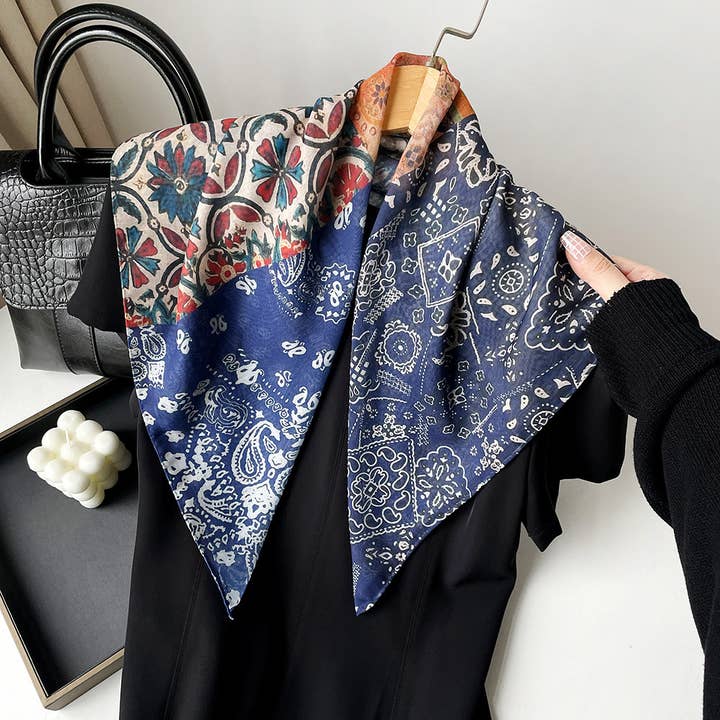 MKS America - Wholesale Bandana - Women's - Western Paisley patchwork print Bandana square scarf11