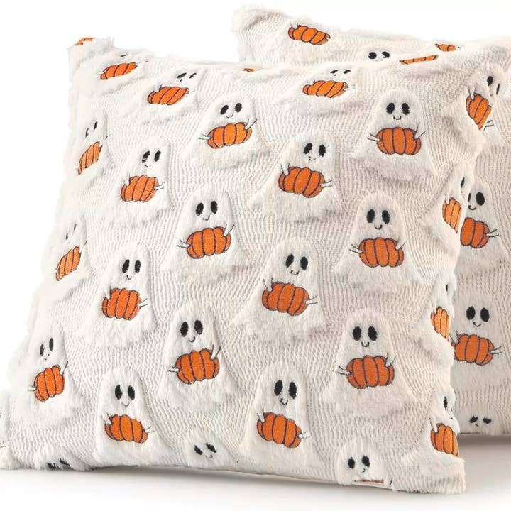 FLUFFERY - Wholesale Throw/Decorative Pillow - Ghost & Pumpkin Throw Pillow 18x18 – With Insert5