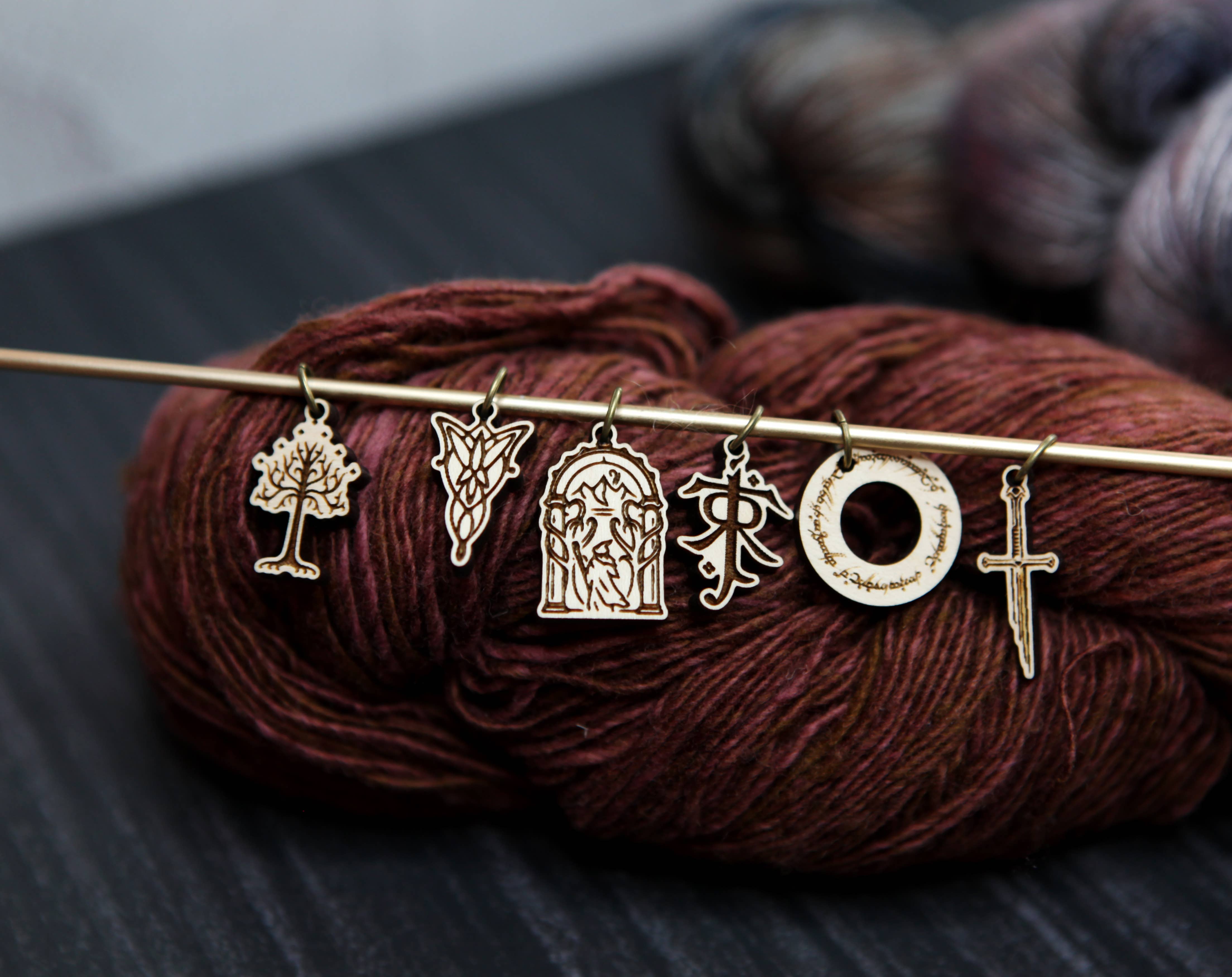 Sunrise Grove - Wholesale Knitting/Crochet Supplies - LOTR Tolkien Knitting Stitch Markers Set of 6 6