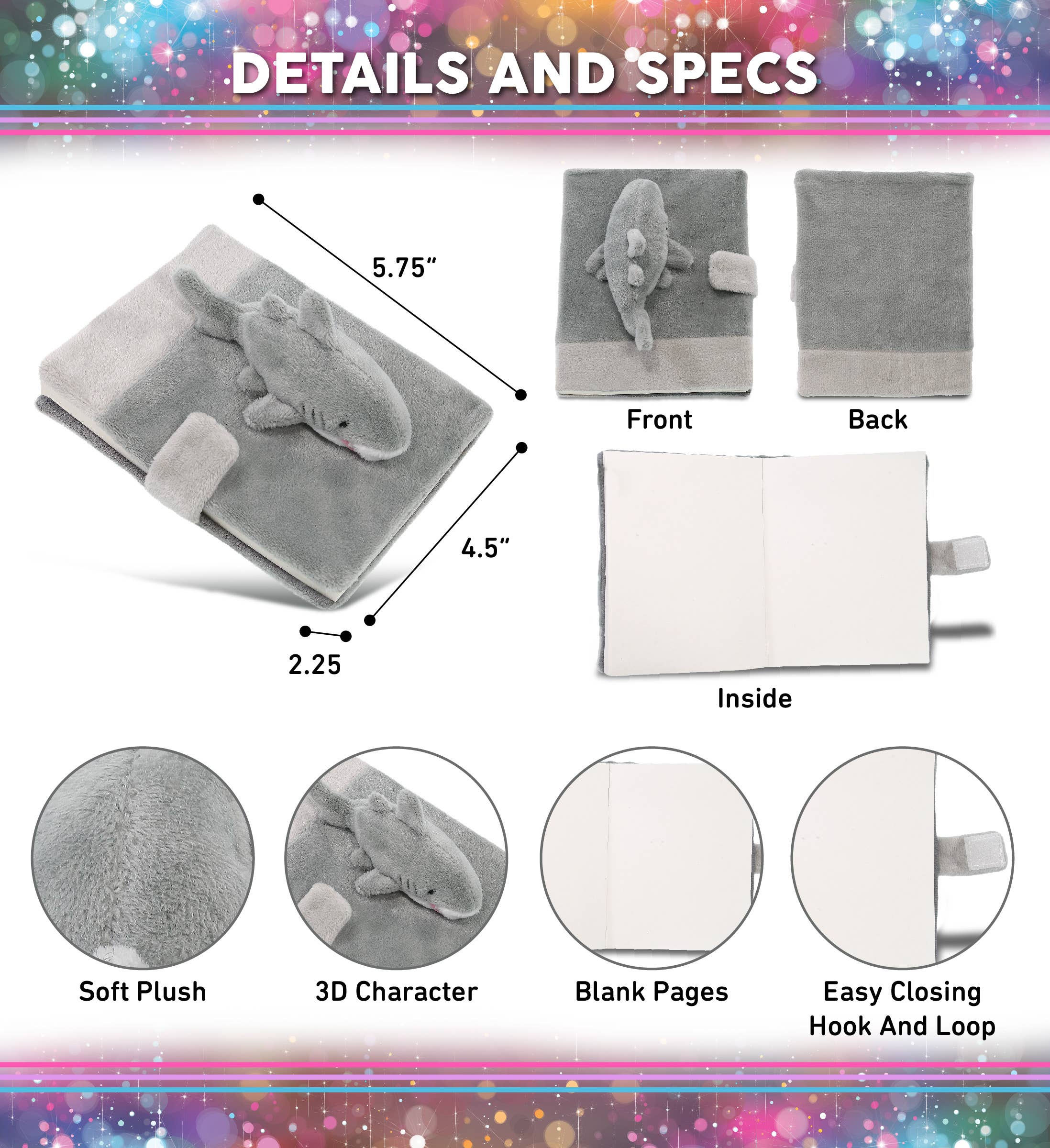 Cota Global - Wholesale Stuffed/Plush Toy - Kids & Baby - Plush Notebook - Shark1