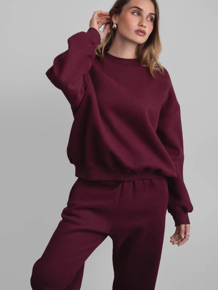 TICTOC - Wholesale Sweatshirt - Women's - VARSITY Plush Fleece Crew Neck Lounge Pullover Sweatshirt9