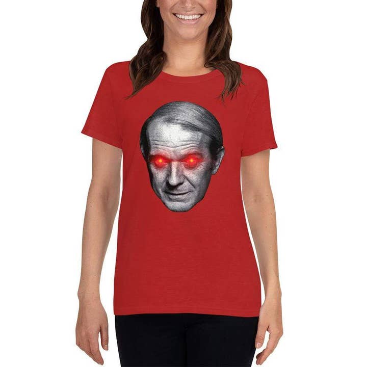 The Philosopher's Shirt - Wholesale Screen Printed T-Shirt - Women's - Gilles Deleuze with Laser Eyes - Women's Loose Crew Neck T-S