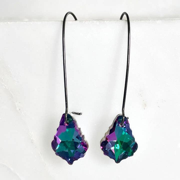 Electric Crystal Baroque Earrings on Gunmetal for wholesale by Love Your Bling®