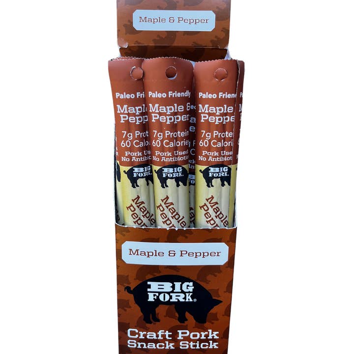 Big Fork - Wholesale Jerky - Maple & Pepper Pork Snack Sticks | Keto & Paleo | 0g Sugar1