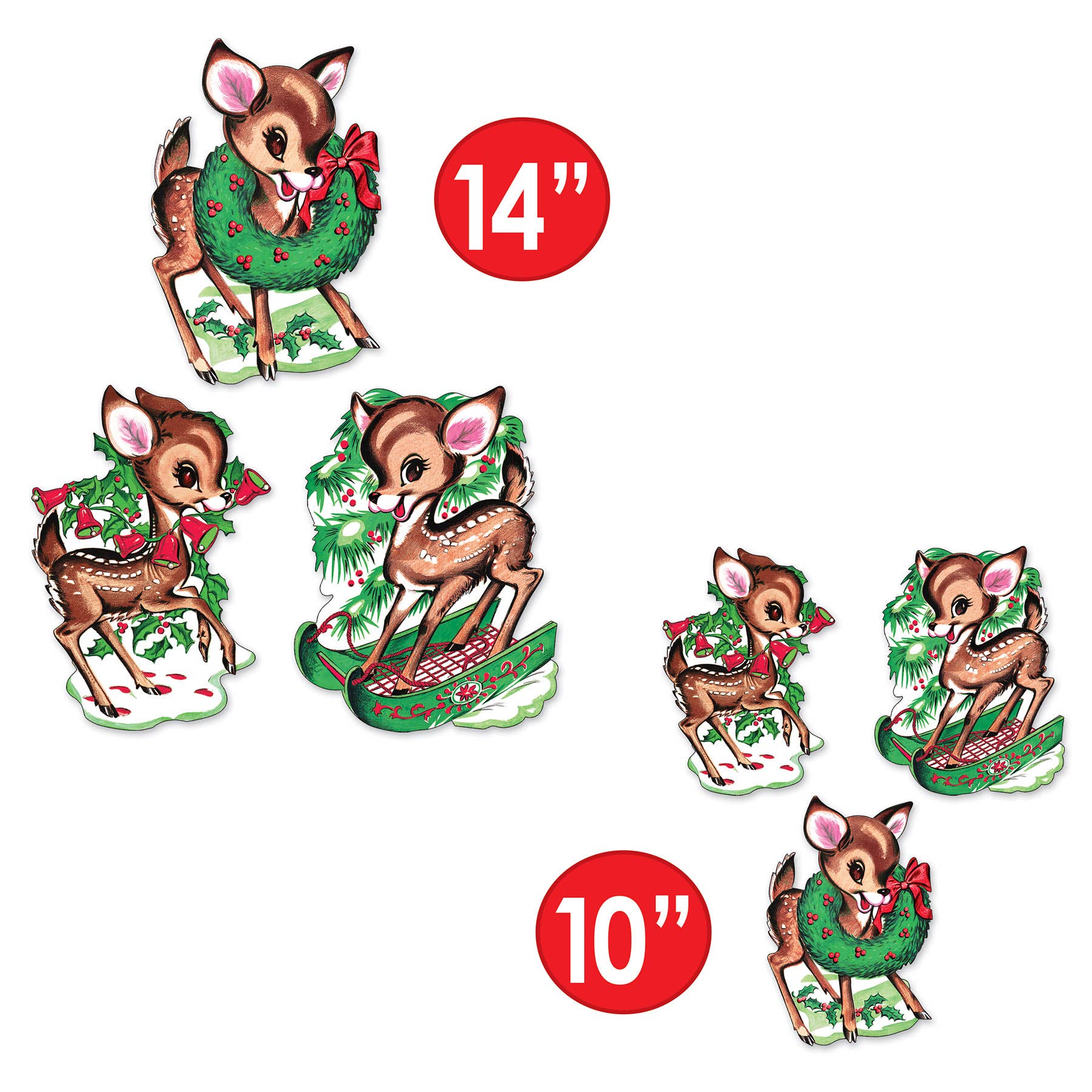 Beistle - Wholesale Christmas Decoration - Vintage Christmas Reindeer Cutouts, 6 per pack, sizes vary1
