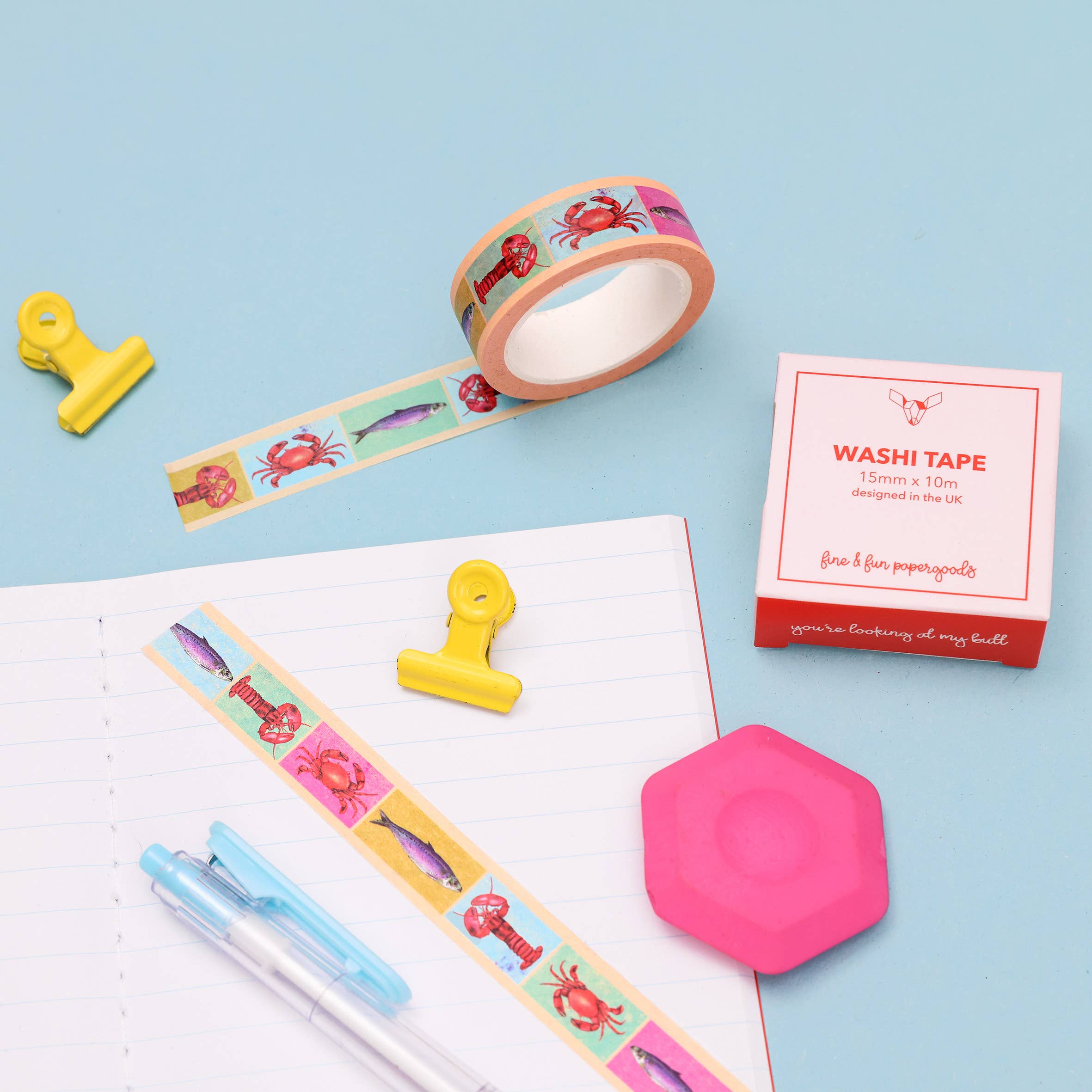 Fawn & Thistle Ltd (US Duties Paid) - Wholesale Washi Tape - Frutti di Mare Washi Tape | Sardines | Lobsters | Stationery4