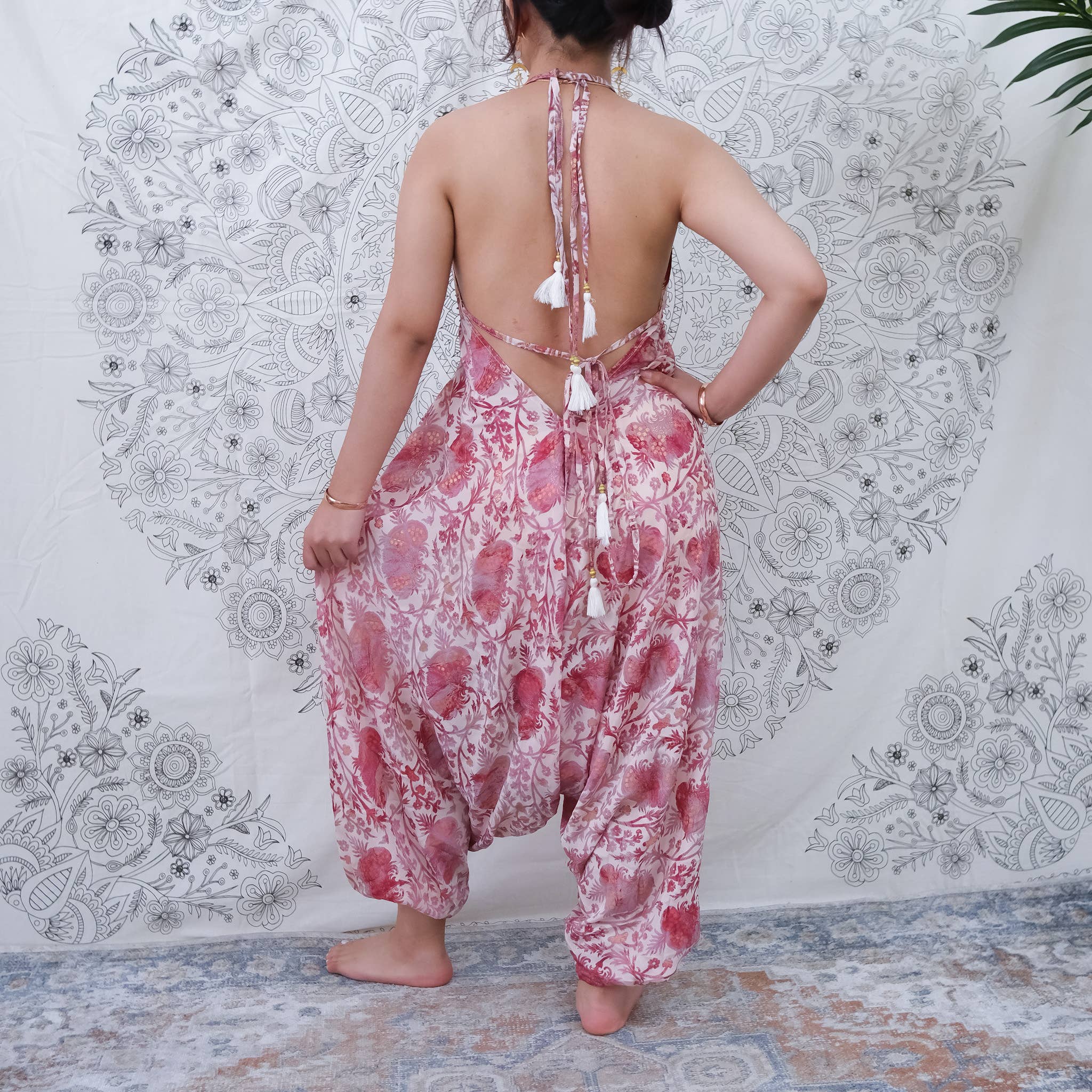 Karma Nepal Crafts - Wholesale Jumpsuit - Women's - Recycled Silk Backless Harem Jumpsuit2