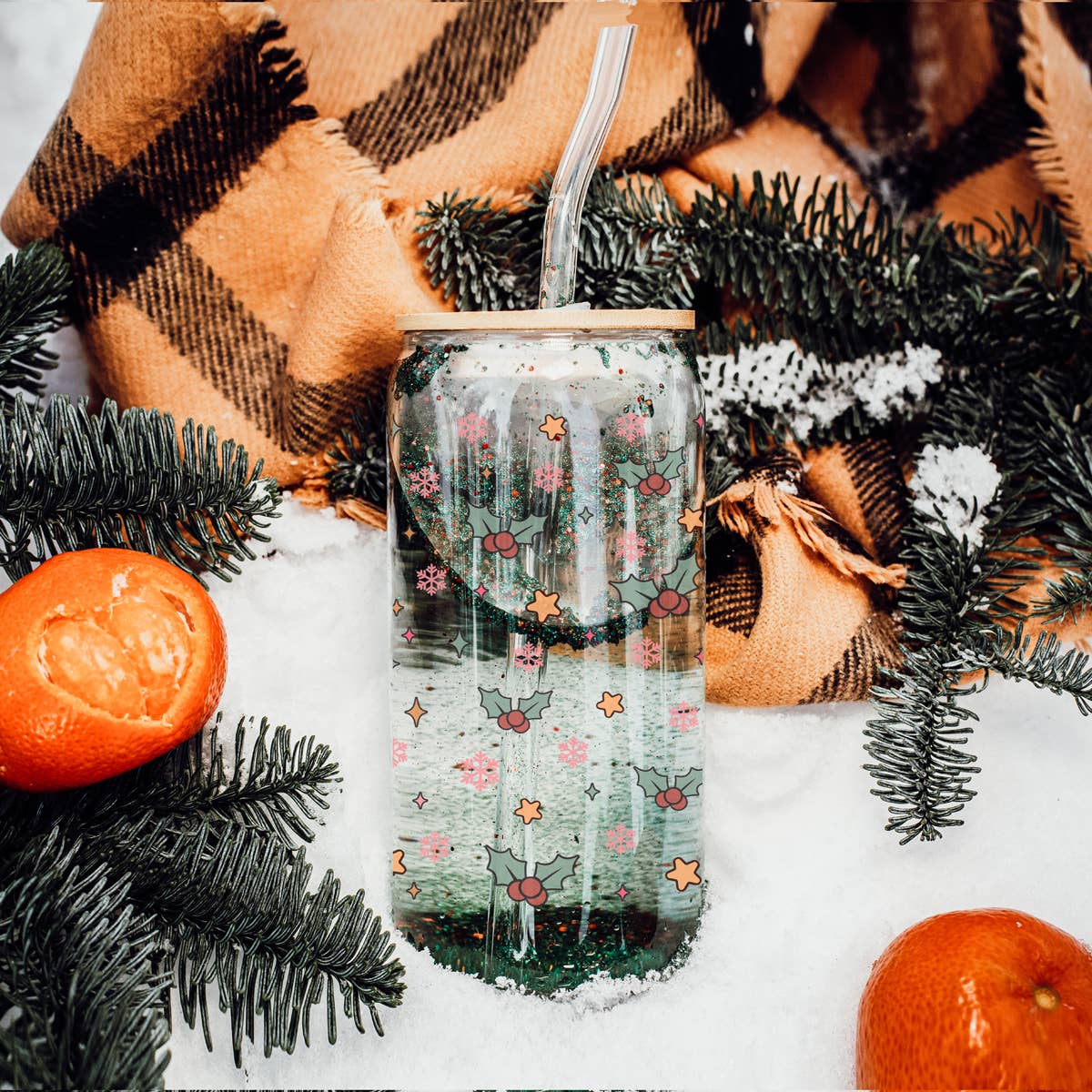 Gia Roma - Wholesale Drinking Glass/Cup - Vintage Christmas Glass Cups with Straw, Kitchen Decoration51