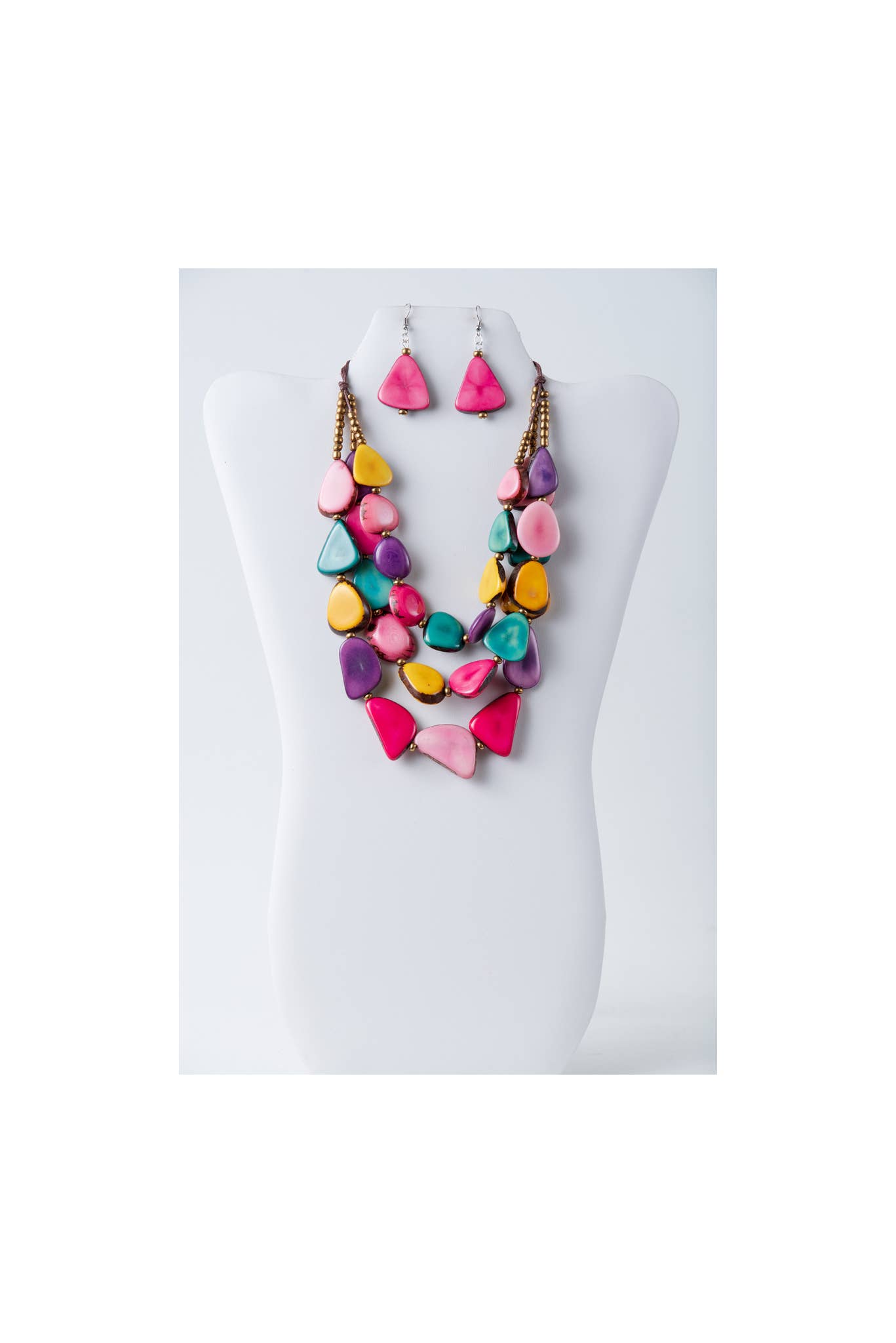 TaguArtsy – wholesale Smycken – Zaley Three Stranded Organic Tagua halsband och örhängen17