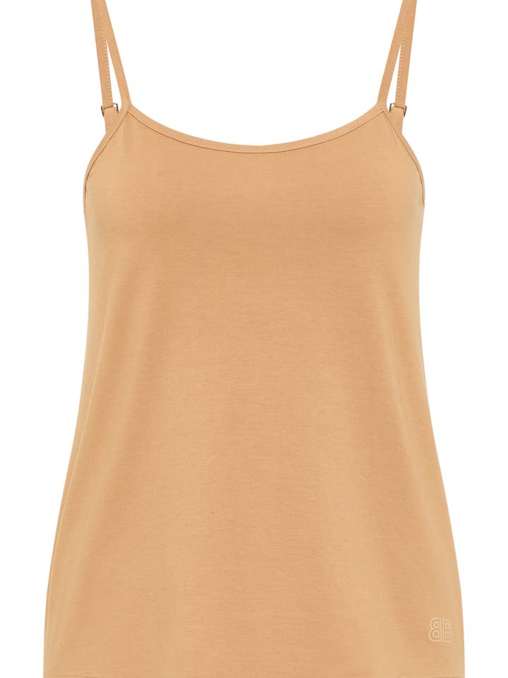 AUSTIN - Camelkleurige top met dunne bandjes voor wholesale door LES BLONDINETTES