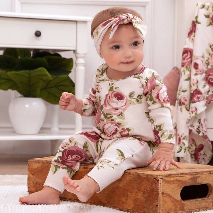 Tesa Babe - Wholesale Jumpsuit - Baby - Baby Girl's Cabbage Rose Cotton Romper