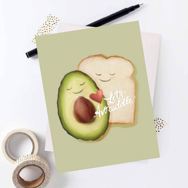 "Avo-Cuddle" note card for wholesale by House Fenway