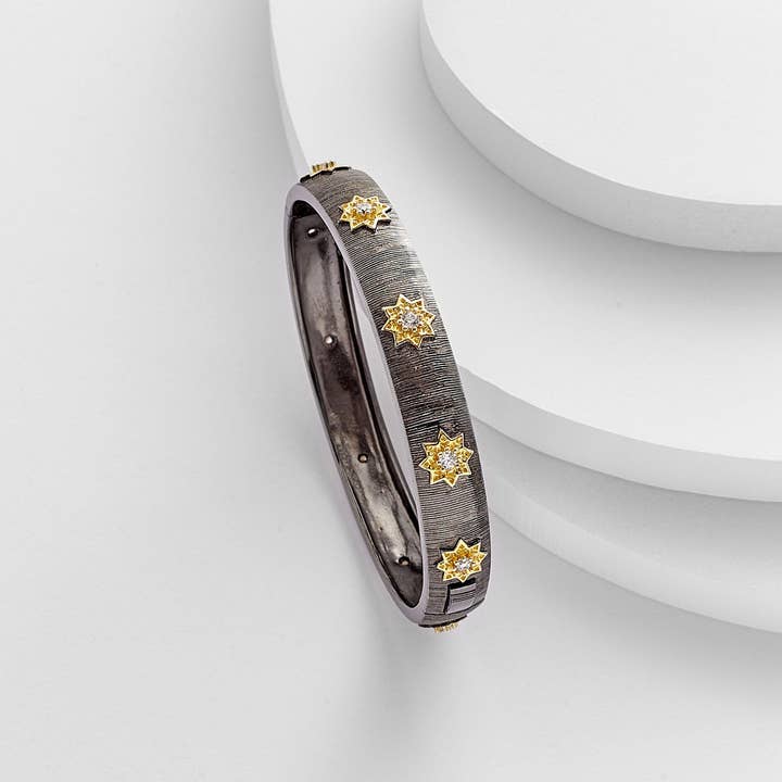 Kosa Jewels - Wholesale Bangle Bracelet - Agatha Shining Star Brushed Gold Bangle
