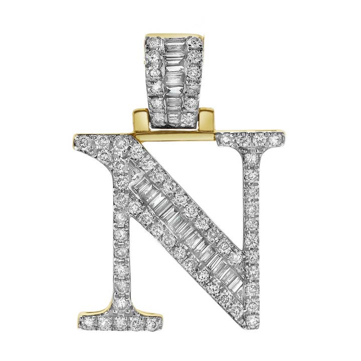Pendentif Diamant Initiale N 10K Or Jaune - 0,8 Carats pour la vente par LuvMyJewelry (LMJ)