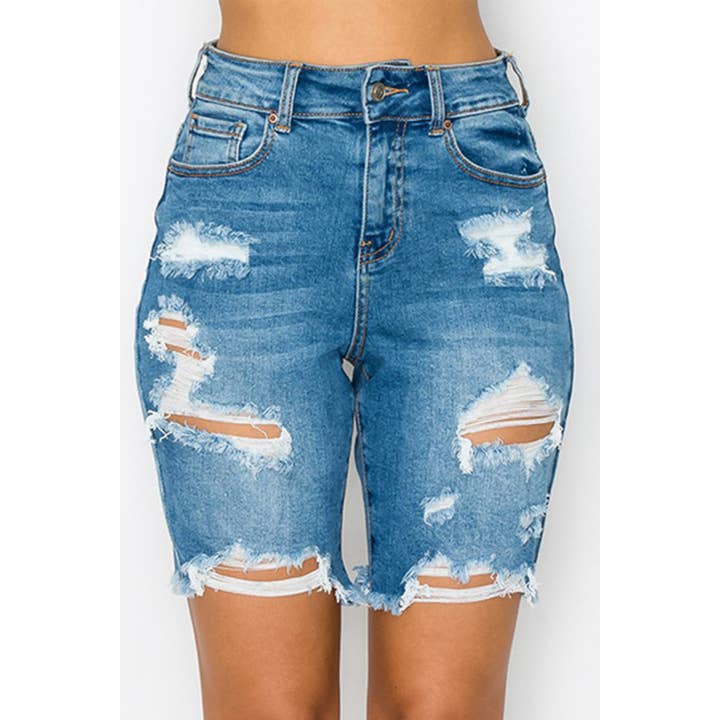 HiteJeans – wholesale Shorts – Dam – FÖRSTÖRDA POJKVÄN BERMUDA JEANSSHORTS