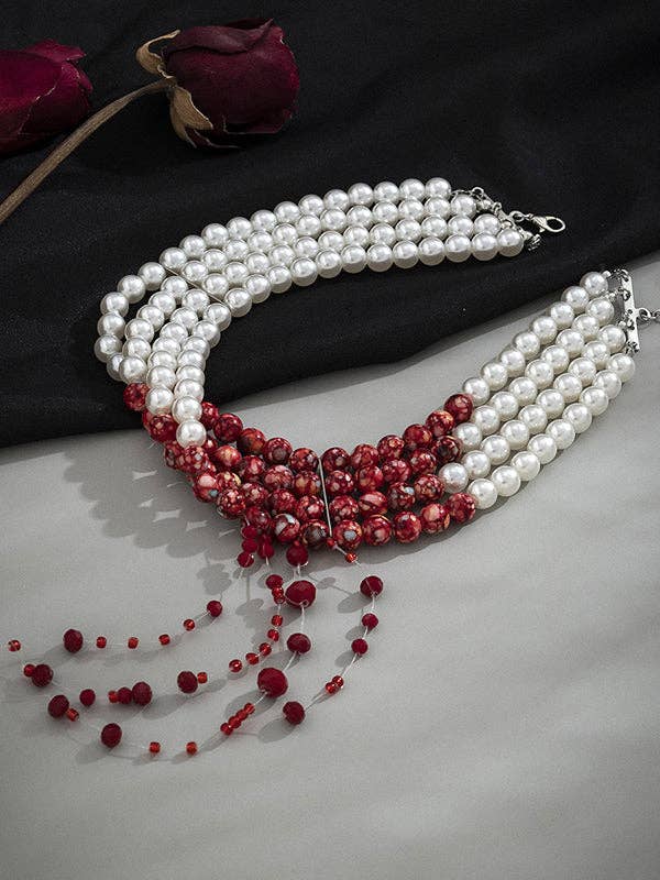 WHITE Original Stylish Beads Tasseled Halloween Necklaces Accessories for wholesale on Faire7