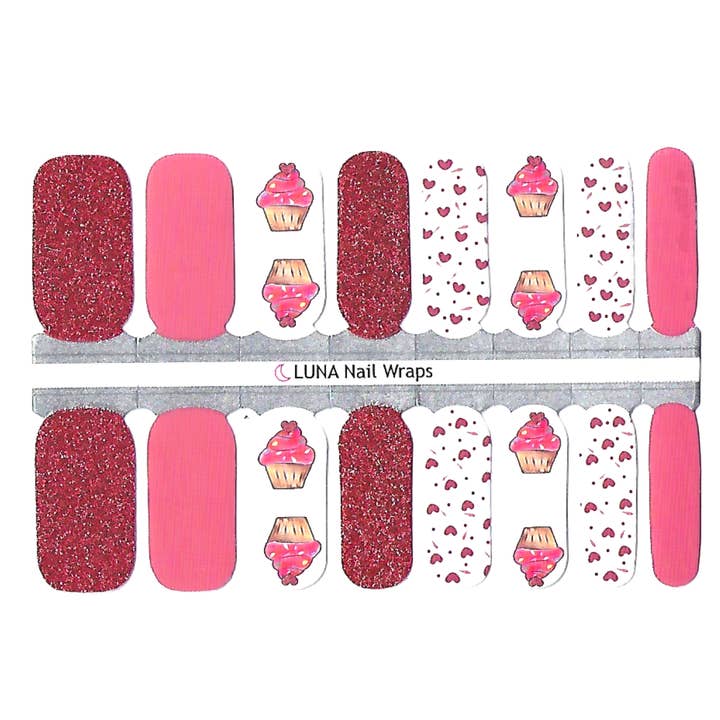 Heart cupcake Nail Wraps for wholesale by LUNA Nail Wraps