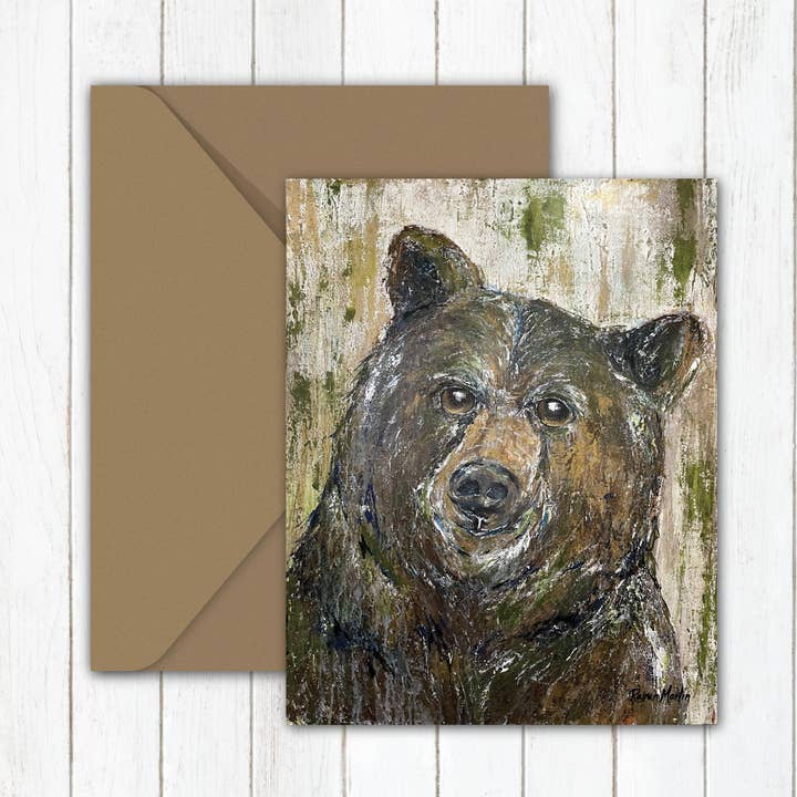 Carte de notes | « Curious Bear » | Art original, illustration d'ours pour la vente par Lulu and Tully