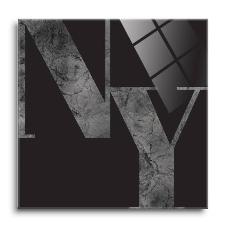 Minimalistic B&W New York Black Init|12x12 Glass Plaque for wholesale by Love Local