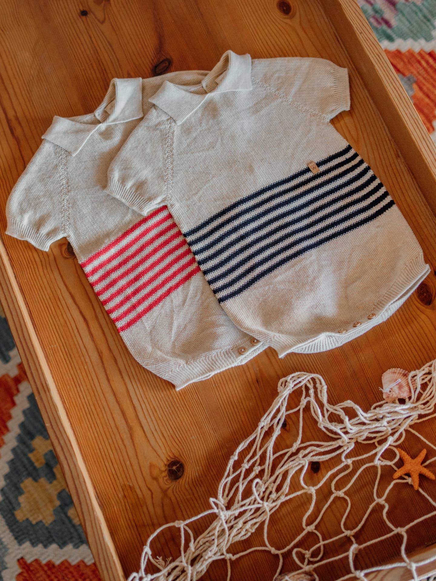 Wedoble: sustainable children's fashion - Wholesale Overalls - Baby - Short-sleeved polo shortie knitted in cotton | NAVY CODE1