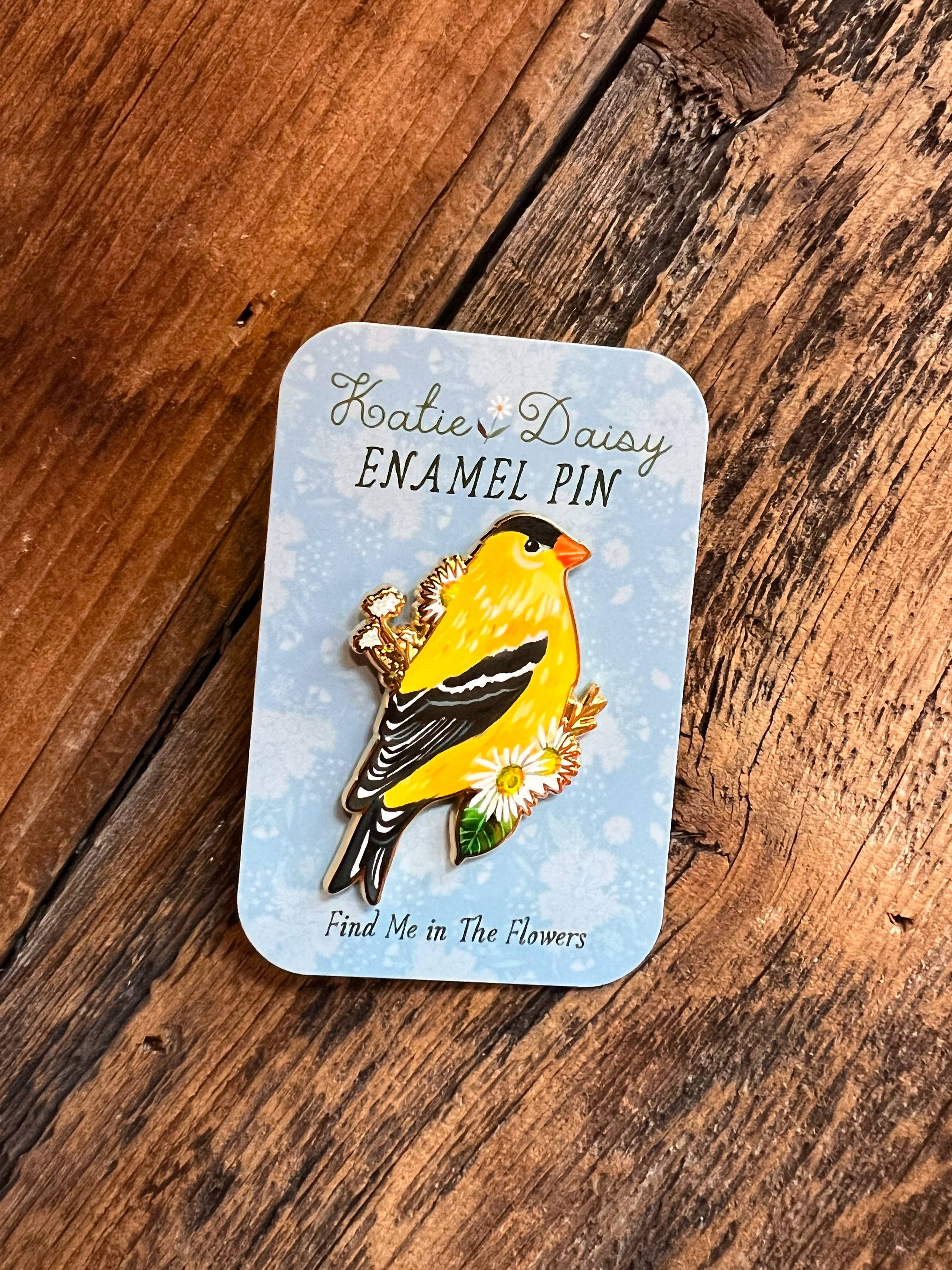 Katie Daisy - Wholesale Lapel Pin/Button - Goldfinch Enamel Pin