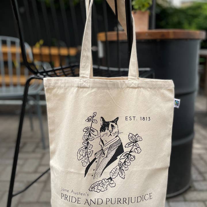GiftSmith - Vente Tote bag – femme - Sac cabas Pride and Purrjudice Mr Darcy Fairtrade3