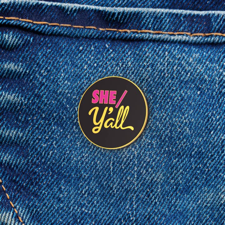 Studio Ten Design - Wholesale Lapel Pin/Button - She/Y'all Pronouns Enamel Pin