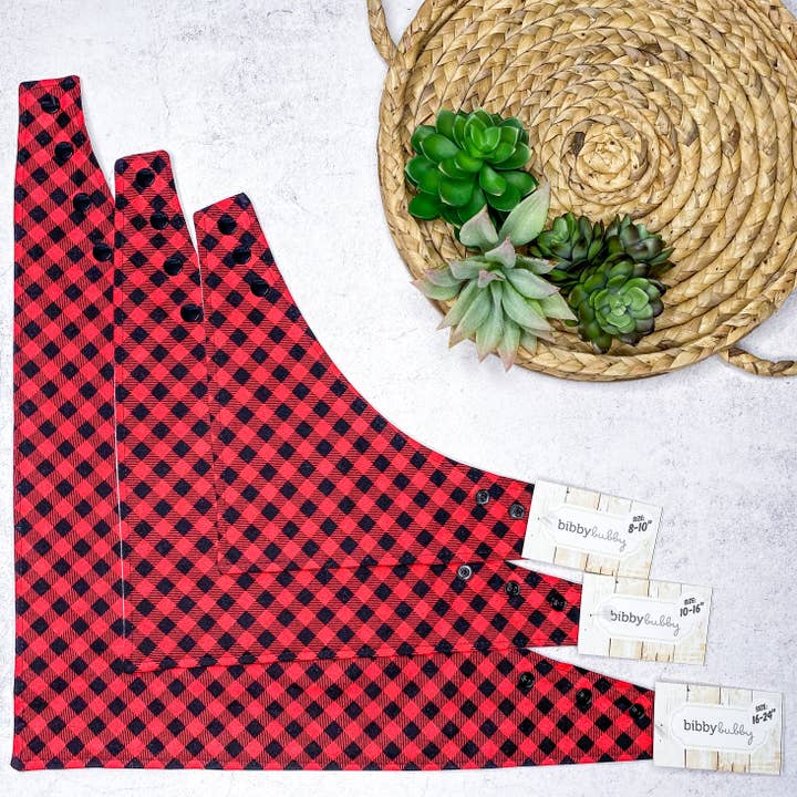 BibbyBubby - Wholesale Pet Bandana - Dog - Red Buffalo Plaid Dog Bandana (Christmas, Holiday, 3 sizes)