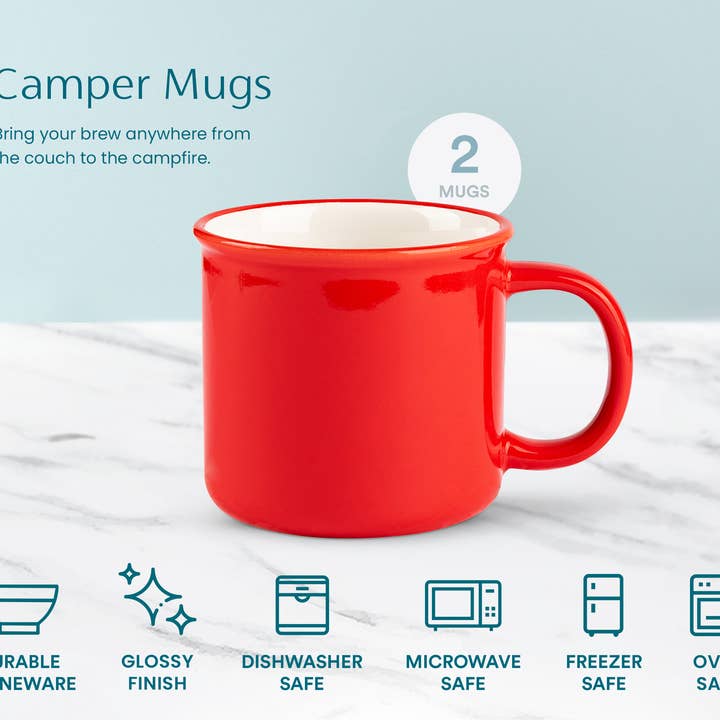 Kook - Wholesale Coffee Mug - Kook Ceramic Camper Mugs, 14 oz, Navy Blue, Set of 23