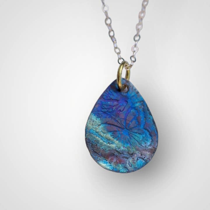 Flame painted copper necklace for wholesale by Jaclyn Nicole