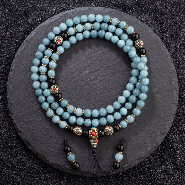 Aquamarine Energy Of The Sea Mala for wholesale by Art Of Tibet