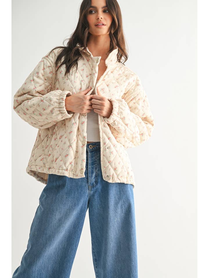 FLORAL QUILTED JACKET / WL25-11210 for wholesale by Wishlist Apparel