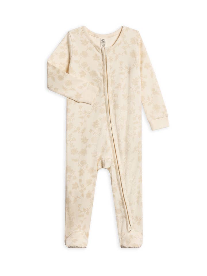 Colored Organics - Wholesale Sleepsuit - Baby - Organic Baby Peyton Footed Sleeper - Aria Floral / Beige0
