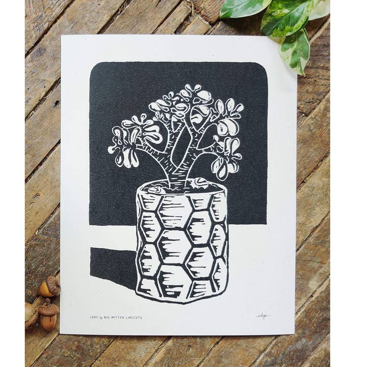 Jade Linoprint for wholesale by Big Mitten Linocuts