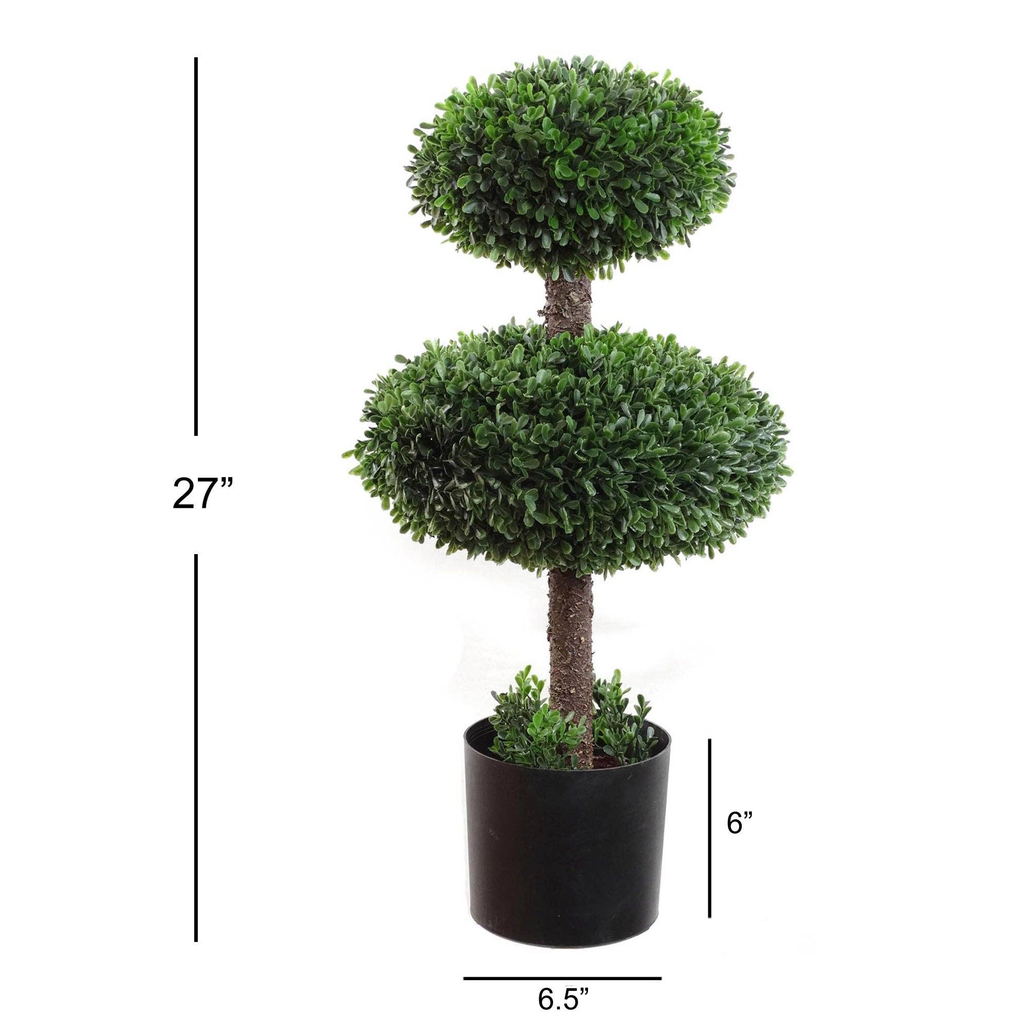 Larksilk - Wholesale Artificial Plant - Elegant 27" Double Ball Boxwood Topiary Faux1