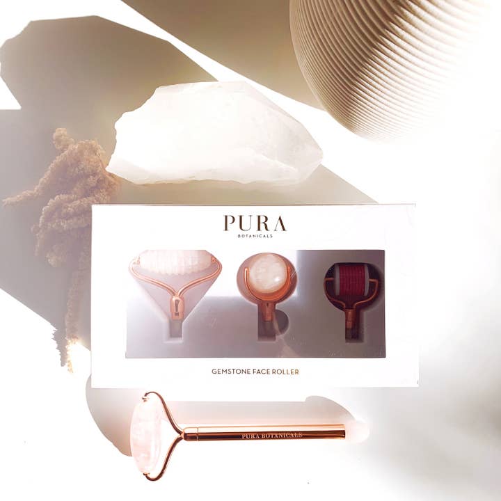 Rolo facial gemstone: Sistema de rolos intercambiáveis de quatro cabeças por atacado de Pura Botanicals
