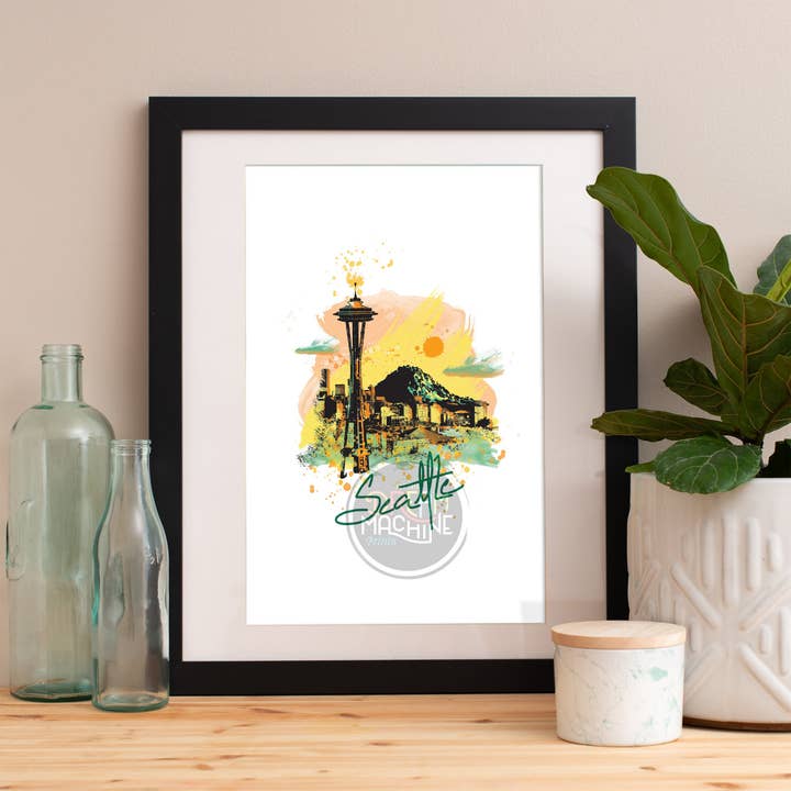 Impression de Seattle, Skyline de Seattle, art de Seattle, affiche de Seattle, aquarelle de Seattle, impression d'art de Seattle, carte de Seattle, art mural de Seattle WCSymbol127 pour la vente par DreamMachine Prints