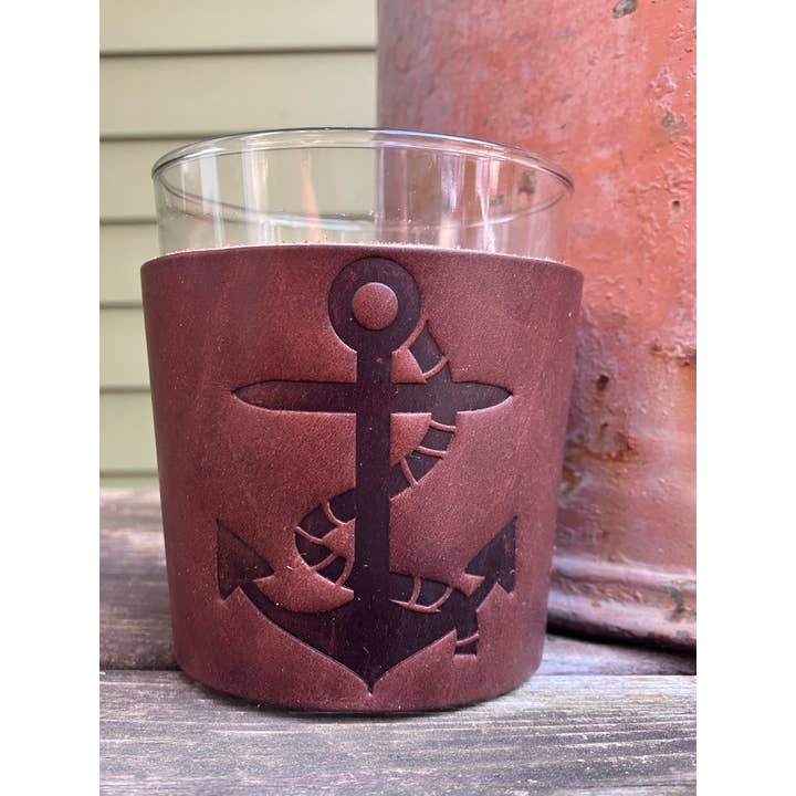 Leather Wrapped Whiskey Glass - Anchor for wholesale by Jimmyrockit