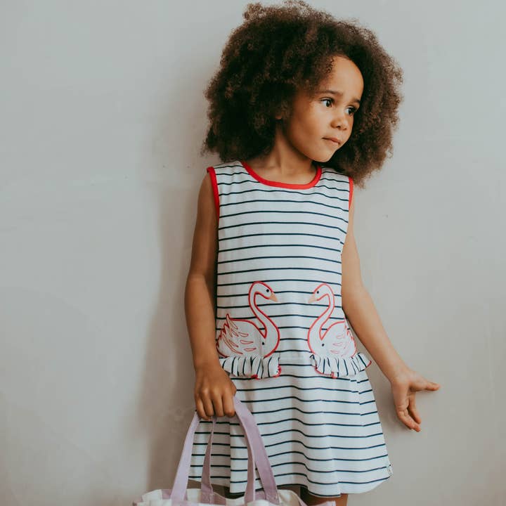 Multicoloured Swan Applique Dress for wholesale by Lilly and Sid