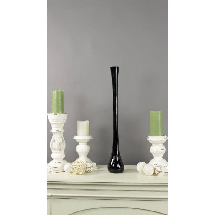 Zucker Feather Products - Wholesale Feathers - ROUND BOTTOM EIFFEL VASE 24" BLK4