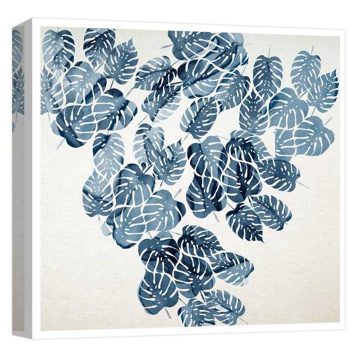 Aqua Leafs Ii 22'' x 22'' Canvas Wall Art for wholesale by PTM Images