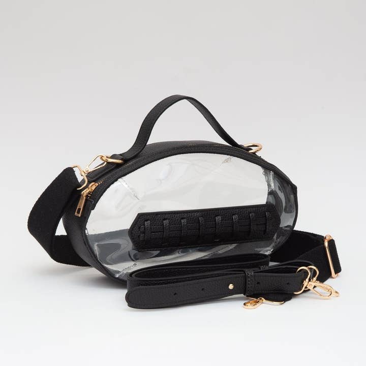 MiMi Wholesale - Wholesale Crossbody Bag - Women's - TG10695 Clear Gameday Football Stitch Detail Crossbody Bag