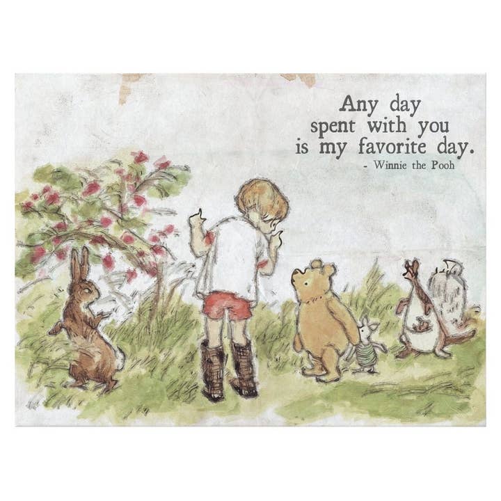 Olive Branch Farmhouse - Wholesale Art Print - Christopher Robin & Winnie The Pooh Quote Canvas Art
