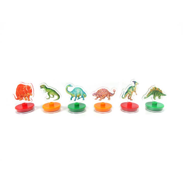 Tiny Mills - Vendita all'ingrosso Timbro in gomma/decorativo - Bambini e neonati - Timbri autoinchiostranti in acrilico con dinosauri giurassici, 6 pezzi