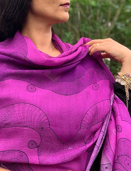 LOVELEEN®️ - Wholesale Scarf - Women's - 'Shining star of the Infinite galaxy' scarf (purple)3